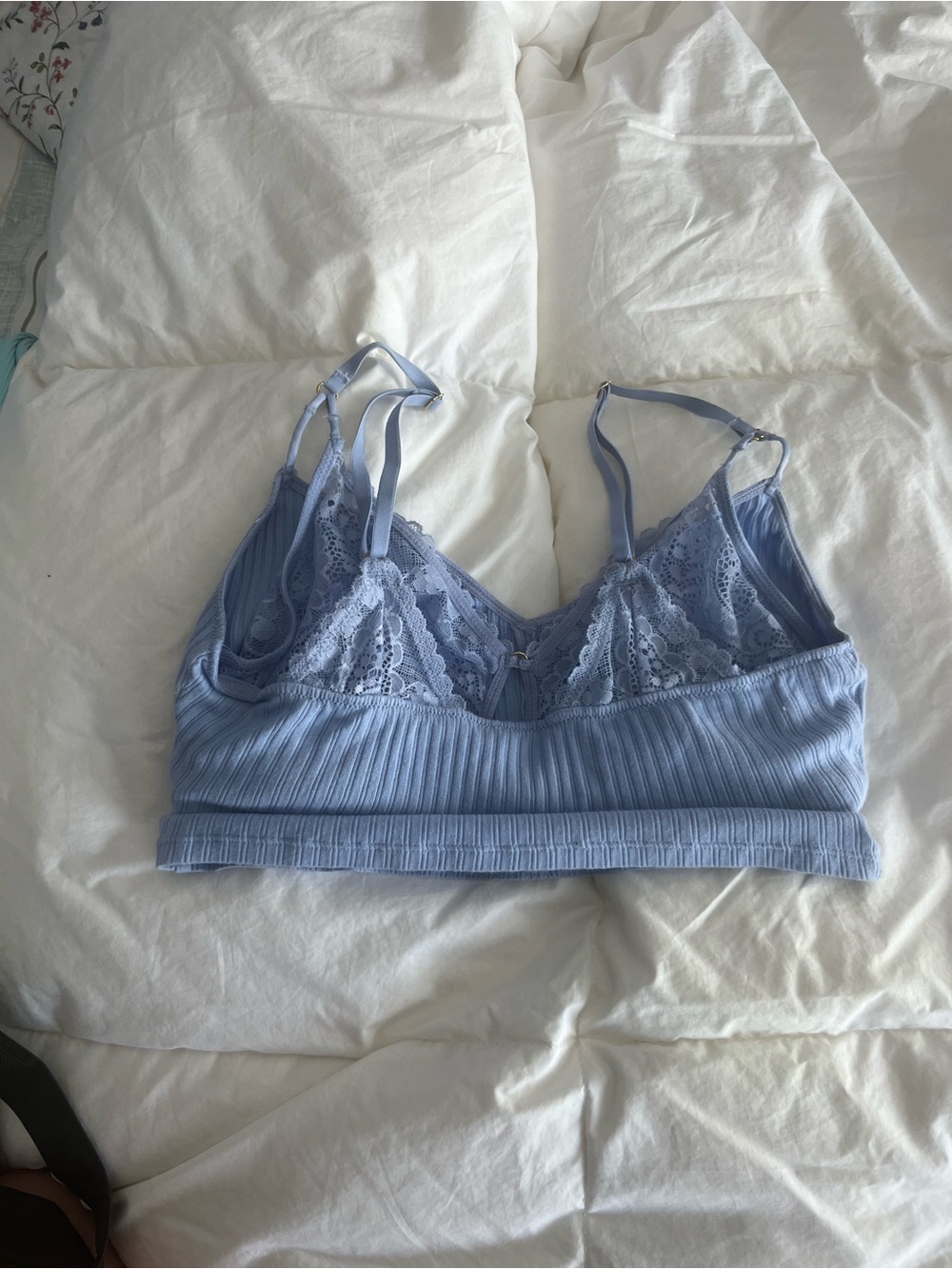 aerie Light Periwinkle Ribbed Lace Cami Crop - Picture 3 of 5